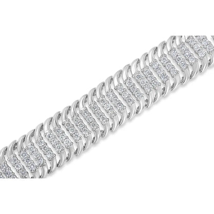 14K White Gold 5.0 Cttw Round Brilliant Cut Diamond 7" S Wave Serpentine Tennis Bracelet (H-I Color, I1-I2 Clarity) - Bijoux-NYC Direct