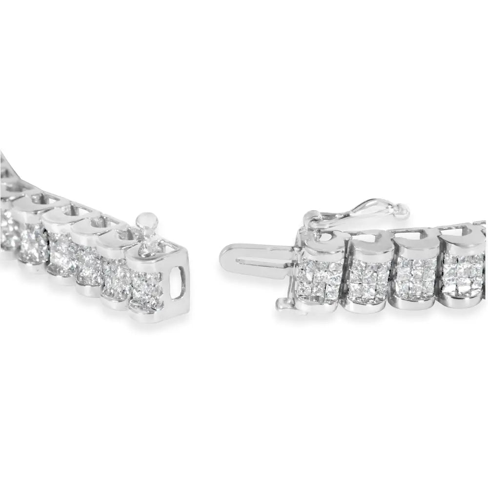 14k white gold 5ct princess diamond belt buckle tennis bracelet 7 bijoux-nyc direct