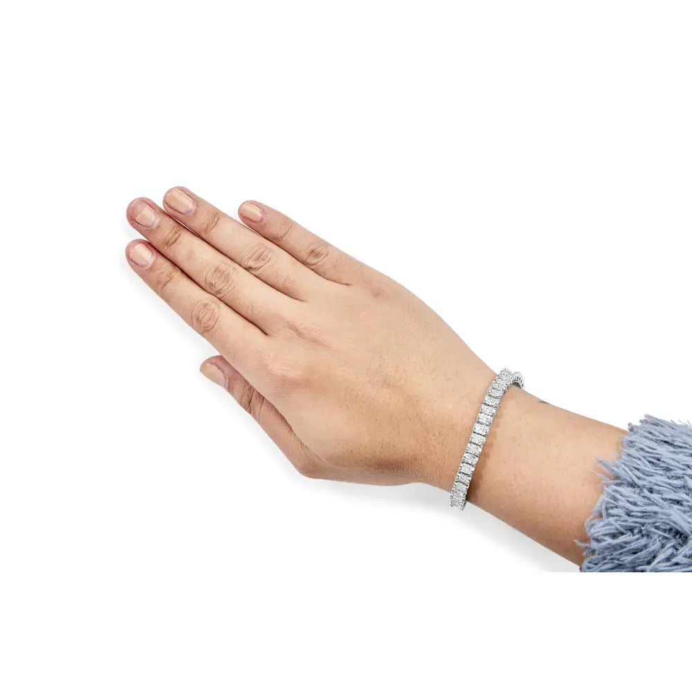 14k white gold 5ct princess diamond belt buckle tennis bracelet 7 bijoux-nyc direct