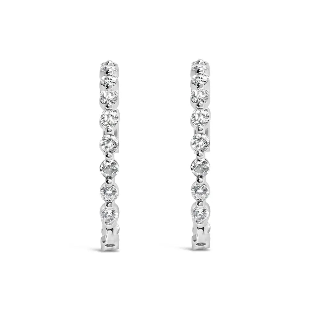 14K White Gold 5.00 Cttw Lab Grown Diamond Inside-Out Hoop Earring - Bijoux-NYC Direct