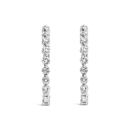 14K White Gold 5.00 Cttw Lab Grown Diamond Inside-Out Hoop Earring - Bijoux-NYC Direct