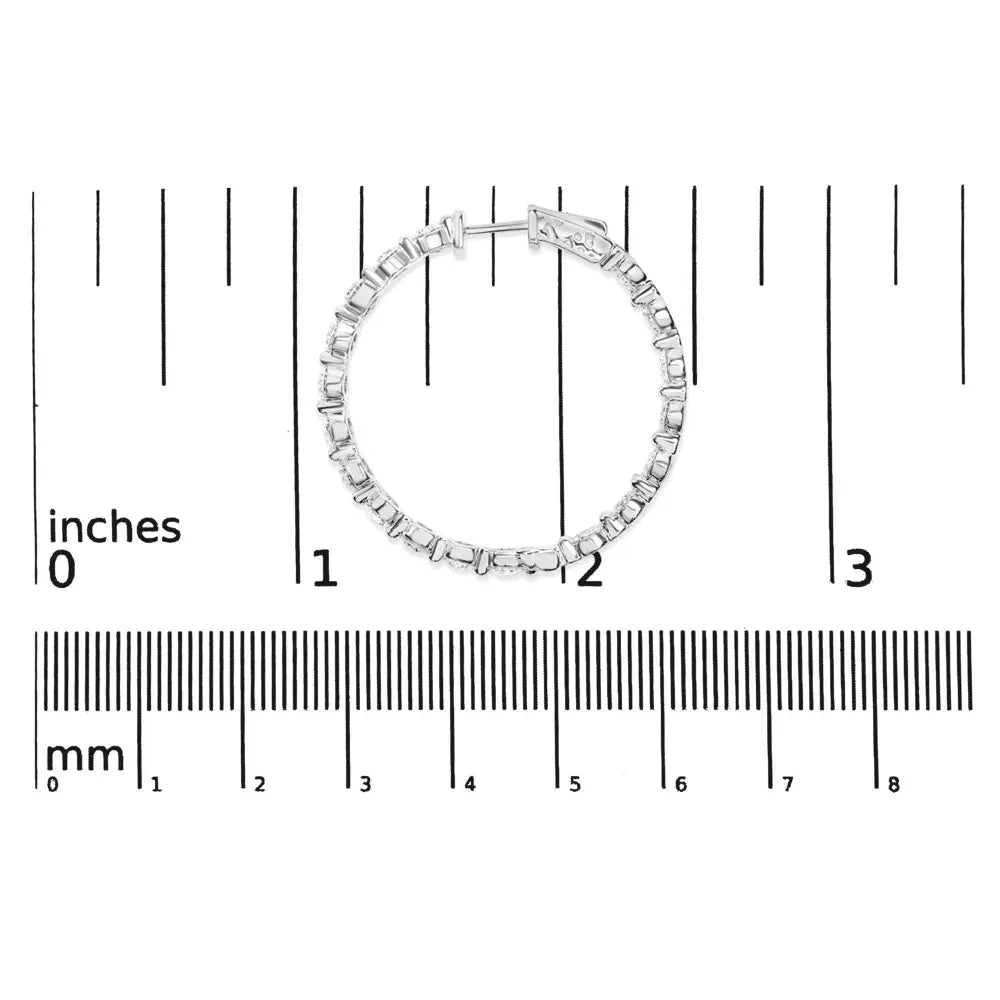 14K White Gold 5.00 Cttw Lab Grown Diamond Inside-Out Hoop Earring - Bijoux-NYC Direct