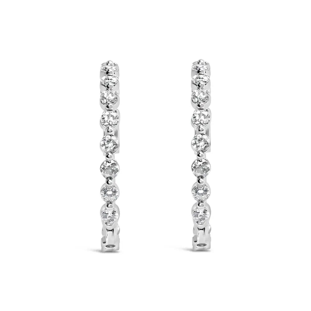 5.00 cttw lab grown diamond 14k white gold inside-out hoop earrings bijoux-nyc direct