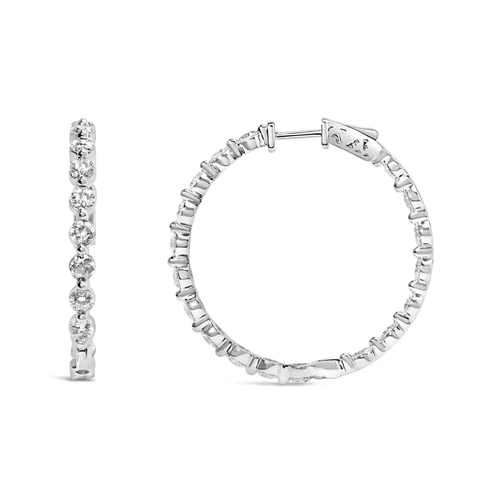 14K White Gold 5.00 Cttw Lab Grown Diamond Inside-Out Hoop Earring - Bijoux-NYC Direct