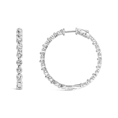 14K White Gold 5.00 Cttw Lab Grown Diamond Inside-Out Hoop Earring - Bijoux-NYC Direct