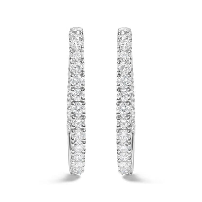 14K White Gold 5.00 Cttw Lab Grown Diamond Inside Out Hoop Earrings (F-G Color, VS1-VS2 Clarity) - Bijoux-NYC Direct