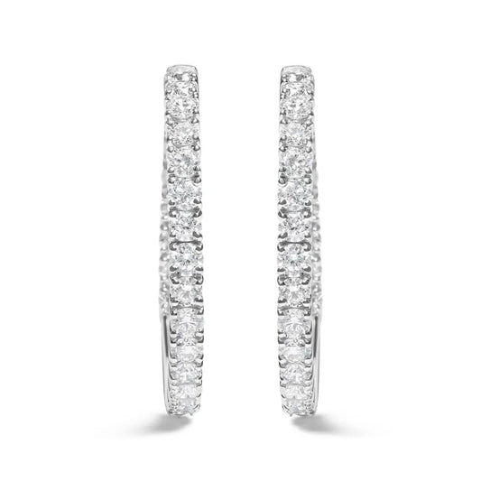 14K White Gold 5.00 Cttw Lab Grown Diamond Inside Out Hoop Earrings (F-G Color, VS1-VS2 Clarity) - Bijoux-NYC Direct