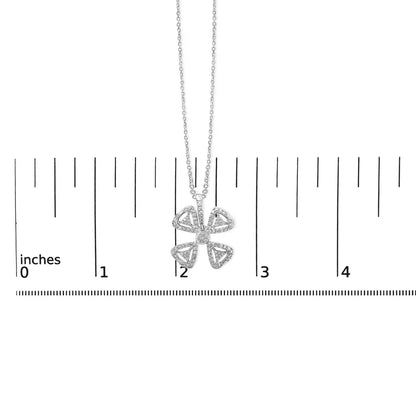 14k white gold 5/8 cttw diamond 4 leaf floral pendant necklace (h i color i1 i2 clarity) 18’’ inches necklaces/pendant/pendant