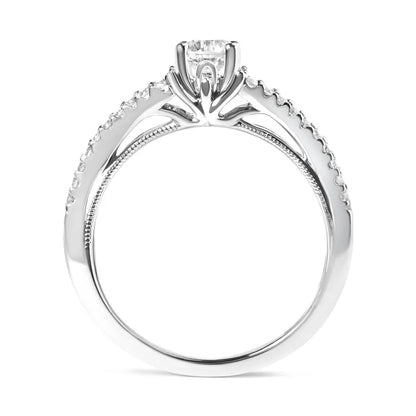 14K White Gold 5/8 Cttw Diamond Split Shank Engagement Ring (G-H Color, VS2-SI1 Clarity) - Size 7 - Bijoux-NYC Direct