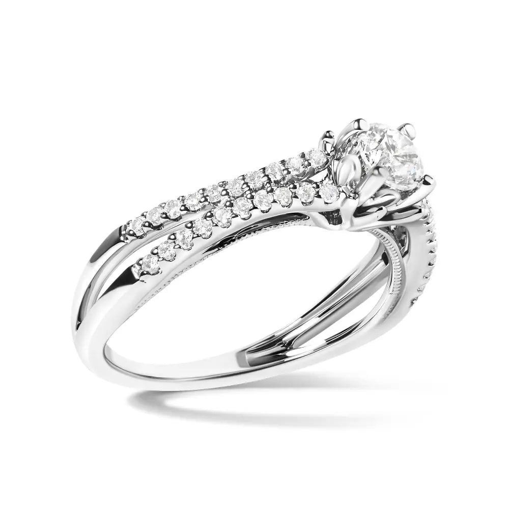 14K White Gold 5/8 Cttw Diamond Split Shank Engagement Ring (G-H Color, VS2-SI1 Clarity) - Size 7 - Bijoux-NYC Direct