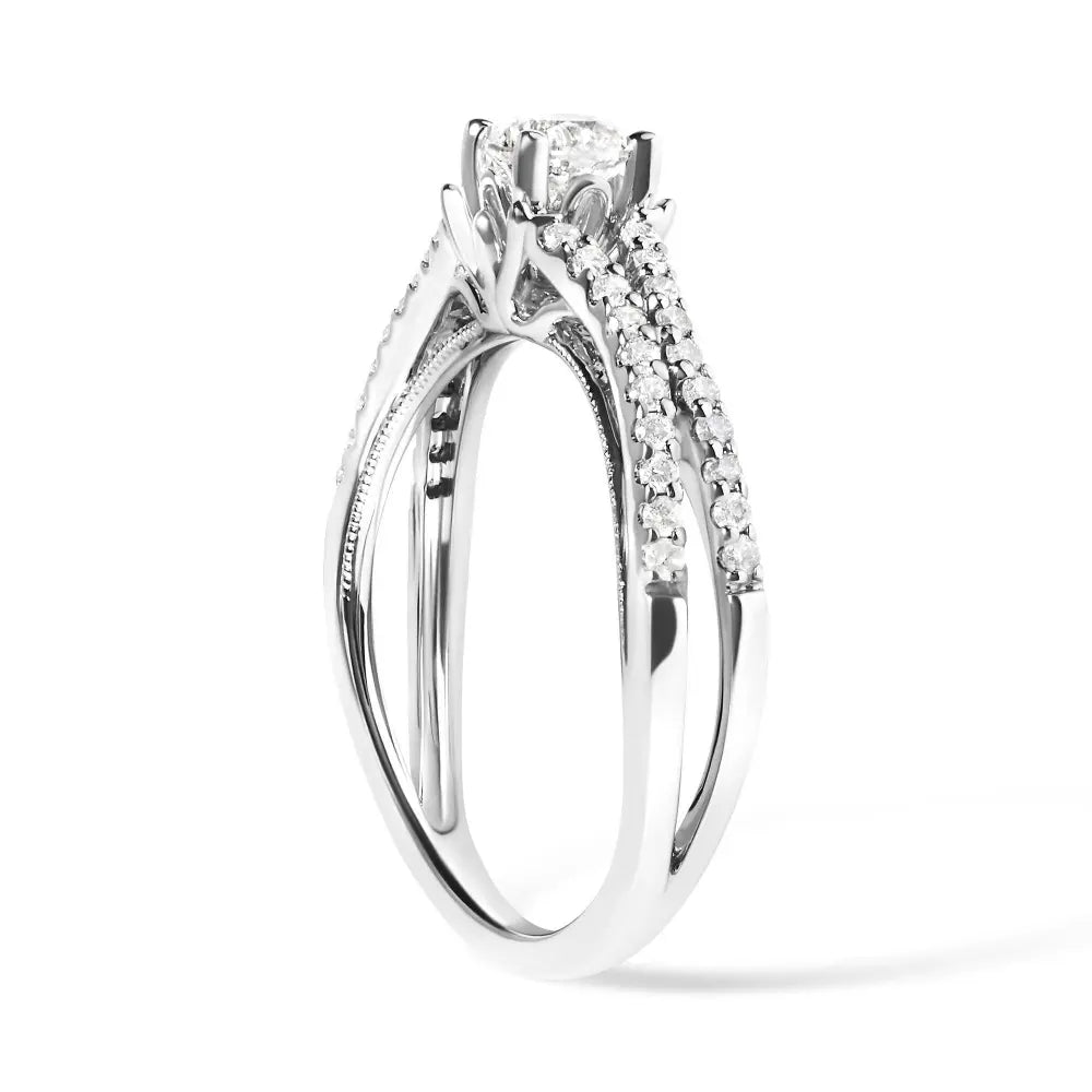 14K White Gold 5/8 Cttw Diamond Split Shank Engagement Ring (G-H Color, VS2-SI1 Clarity) - Size 7 - Bijoux-NYC Direct
