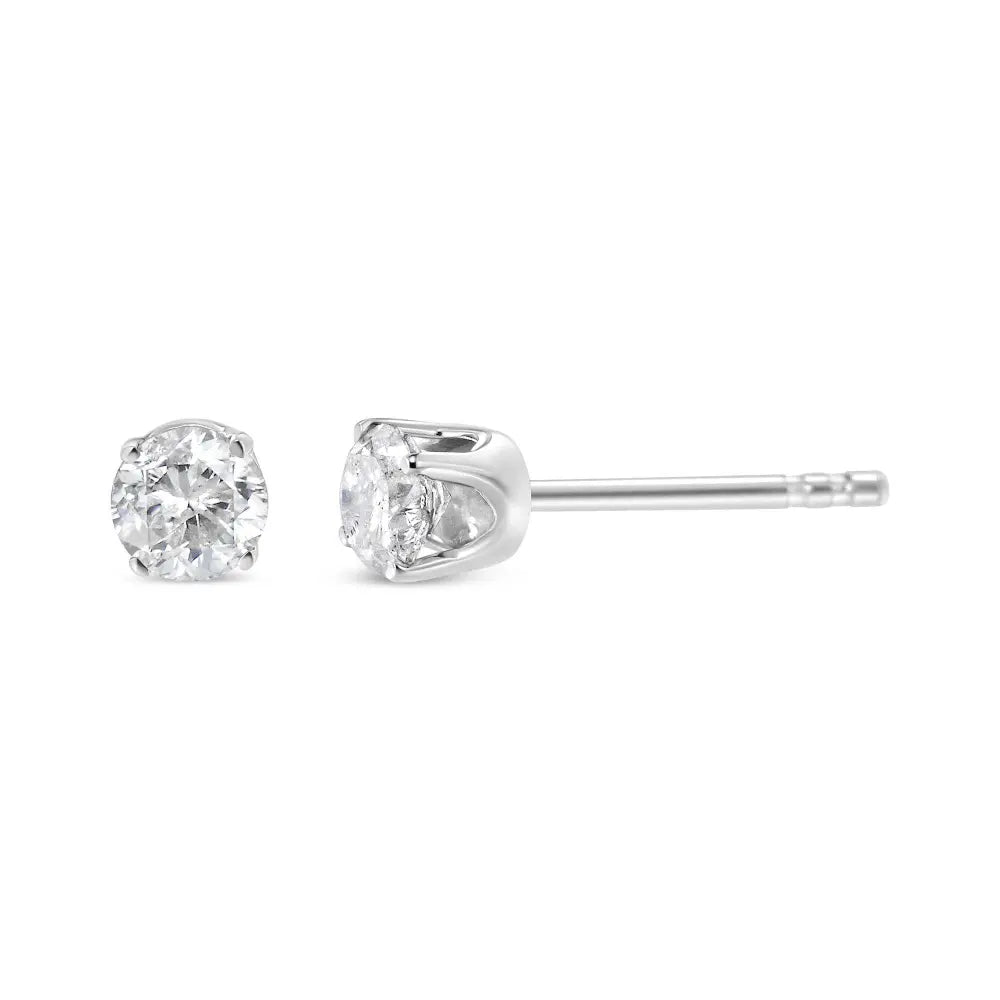 14K White Gold 5/8 Cttw Round Brilliant-Cut Lab Grown Diamond Classic 4-Prong Push back Stud Earrings (F-G Color, VS1-VS2 Clarity) - Bijoux-NYC Direct