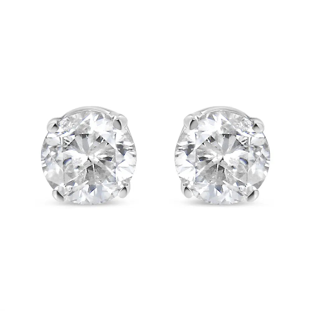 14K White Gold 5/8 Cttw Round Brilliant-Cut Lab Grown Diamond Classic 4-Prong Push back Stud Earrings (F-G Color, VS1-VS2 Clarity) - Bijoux-NYC Direct