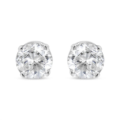 14K White Gold 5/8 Cttw Round Brilliant-Cut Lab Grown Diamond Classic 4-Prong Push back Stud Earrings (F-G Color, VS1-VS2 Clarity) - Bijoux-NYC Direct