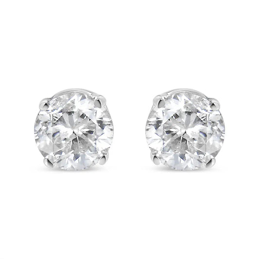 14K White Gold 5/8 Cttw Round Brilliant-Cut Lab Grown Diamond Classic 4-Prong Push back Stud Earrings (F-G Color, VS1-VS2 Clarity) - Bijoux-NYC Direct