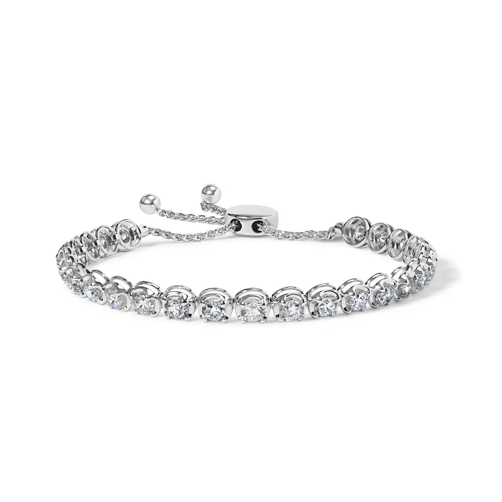 14k white gold 6.00 cttw diamond adjustable bolo tennis bracelet bijoux-nyc direct