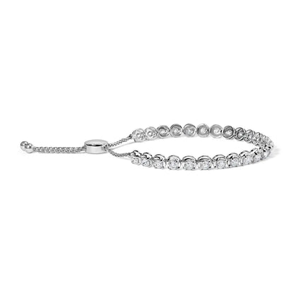 14K White Gold 6.00 Cttw Diamond 4”-10” Adjustable Bolo Tennis Bracelet (I-J Color, I1-I2 Clarity) - Bijoux-NYC Direct