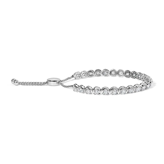 14K White Gold 6.00 Cttw Diamond 4”-10” Adjustable Bolo Tennis Bracelet (I-J Color, I1-I2 Clarity) - Bijoux-NYC Direct
