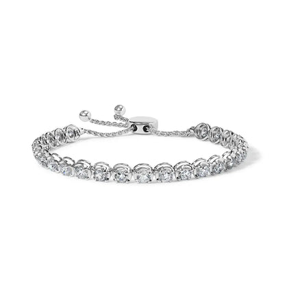 14K White Gold 6.00 Cttw Diamond 4”-10” Adjustable Bolo Tennis Bracelet (I-J Color, I1-I2 Clarity) - Bijoux-NYC Direct