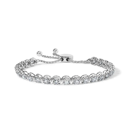 14K White Gold 6.00 Cttw Diamond 4”-10” Adjustable Bolo Tennis Bracelet (I-J Color, I1-I2 Clarity) - Bijoux-NYC Direct