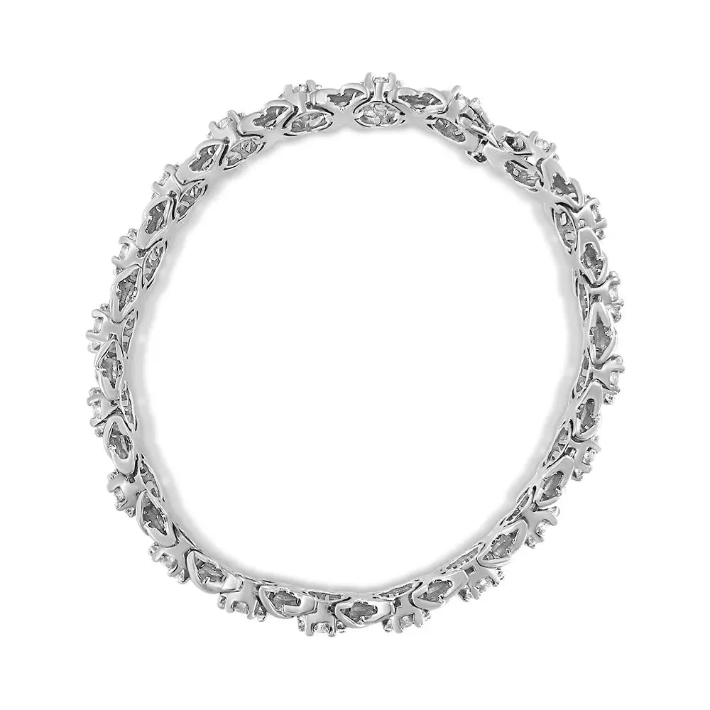 14k white gold 6 1/3 cttw diamond cluster and x link 7 inch bracelet bijoux-nyc direct
