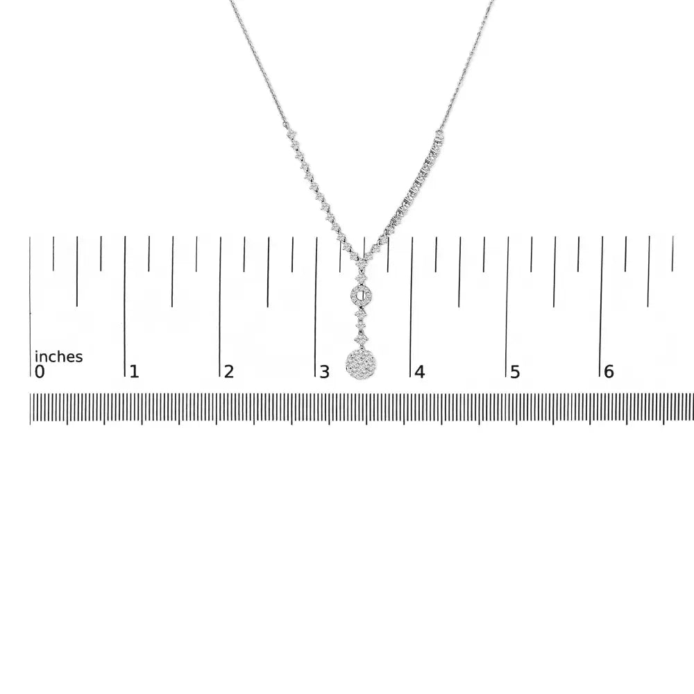 14k white gold 6/7 cttw diamond drop and v necklace (h i color si1 si2 clarity) 18’’ inches necklaces/non pendant/y necklaces