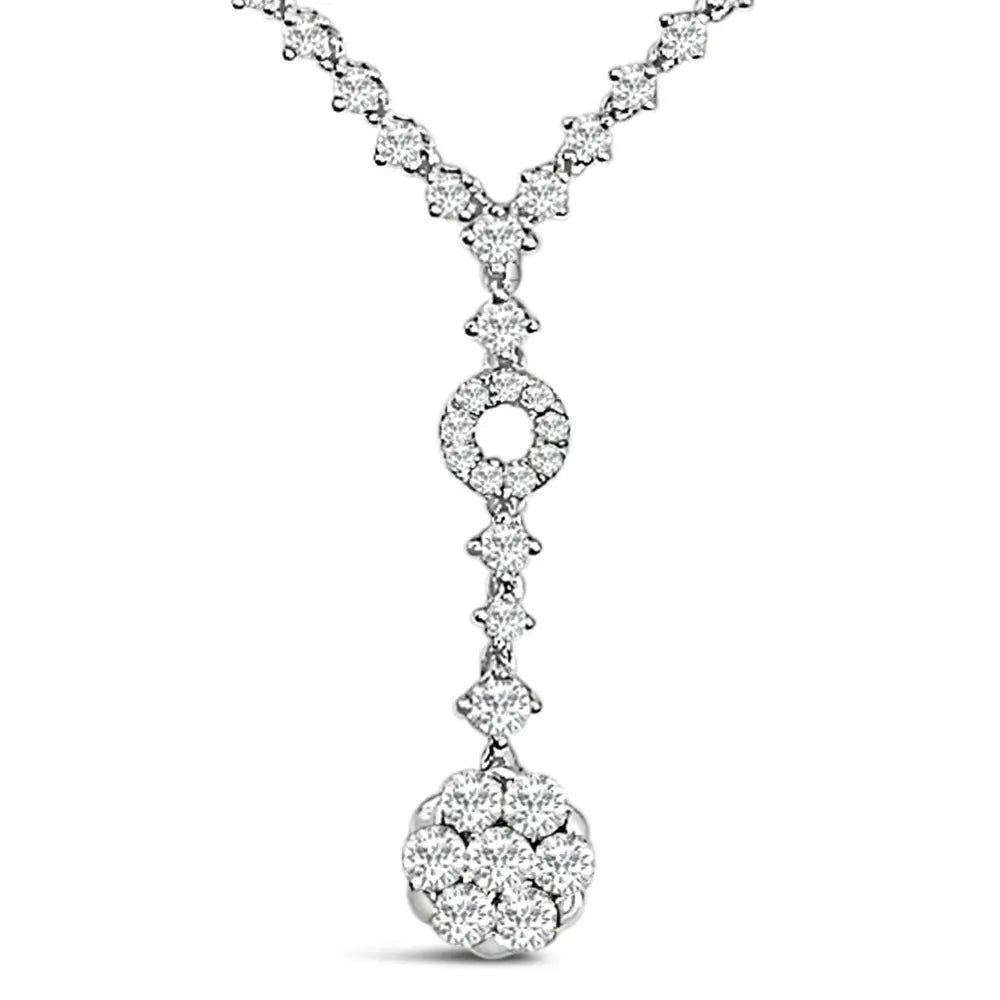 14k white gold 6/7 cttw diamond drop and v necklace (h i color si1 si2 clarity) 18’’ inches necklaces/non pendant/y necklaces