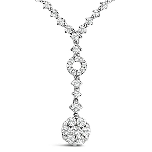 14k white gold 6/7 cttw diamond drop and v necklace (h i color si1 si2 clarity) 18’’ inches necklaces/non pendant/y necklaces