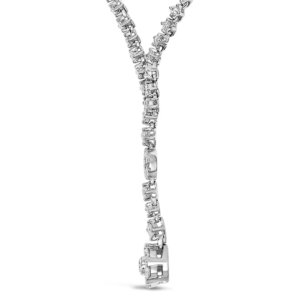 14k white gold 6/7 cttw diamond drop and v necklace (h i color si1 si2 clarity) 18’’ inches necklaces/non pendant/y necklaces
