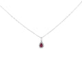 14k white gold pear ruby and diamond halo paperclip necklace 18 bijoux-nyc direct