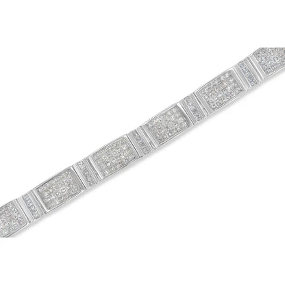 14K White Gold 7.0 Cttw Princess Cut Diamond 7" Alternating Vertical and Horizontal Rectangular Link Tennis Bracelet (H-I Color, SI2-I1 Clarity) - Bijoux-NYC Direct