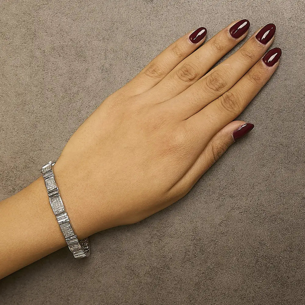 7 cttw princess diamond rectangular tennis bracelet in 14k white gold bijoux-nyc direct