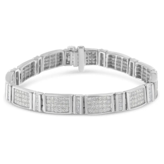 14K White Gold 7.0 Cttw Princess Cut Diamond 7" Alternating Vertical and Horizontal Rectangular Link Tennis Bracelet (H-I Color, SI2-I1 Clarity) - Bijoux-NYC Direct