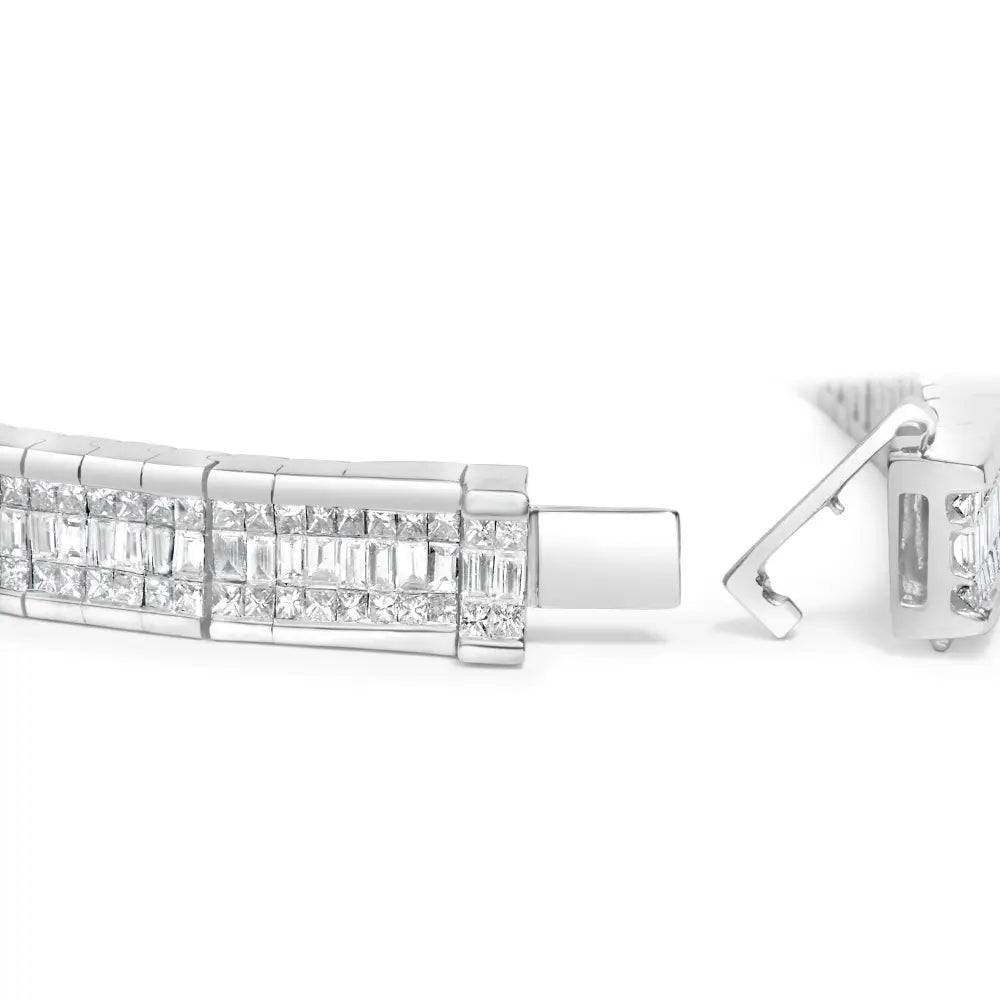 14k white gold 7 7/8 cttw princess and baguette diamond tennis bracelet bijoux-nyc direct