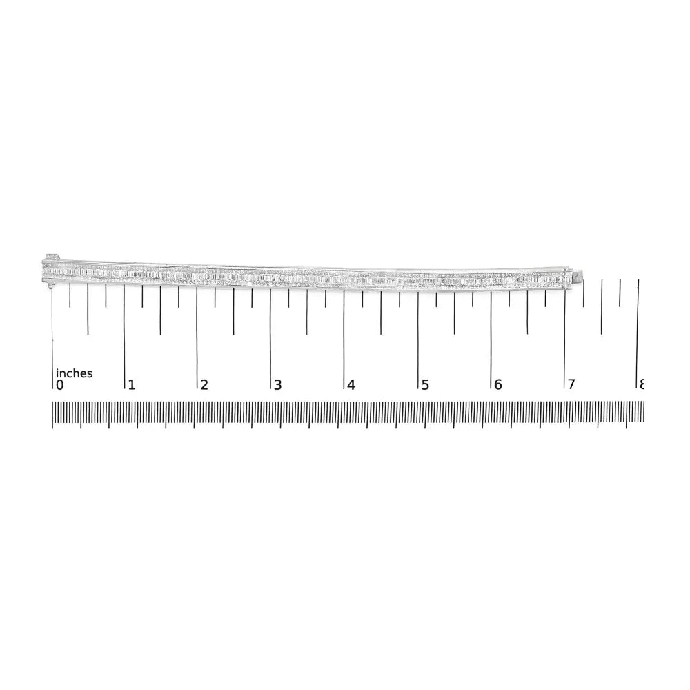 14k white gold 7 7/8 cttw princess and baguette diamond tennis bracelet bijoux-nyc direct