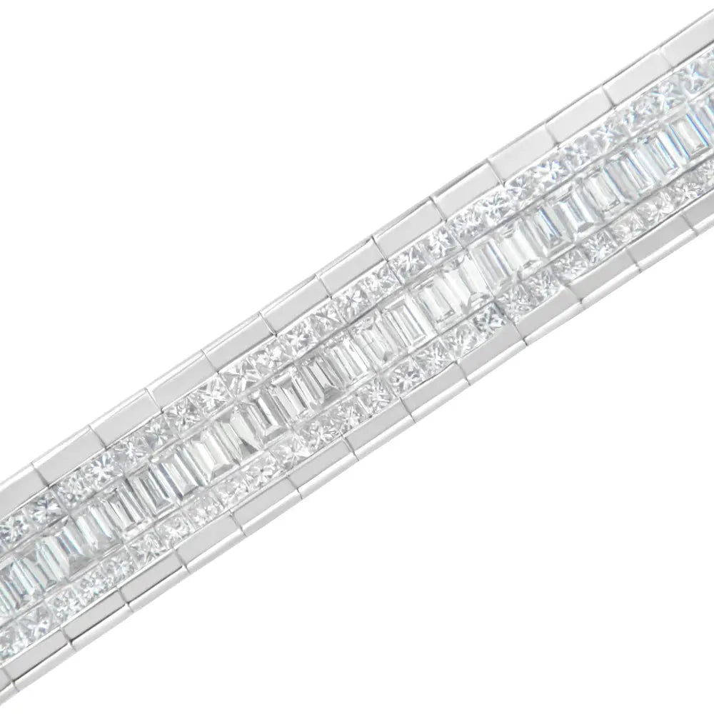 14k white gold 7 7/8 cttw princess and baguette diamond tennis bracelet bijoux-nyc direct