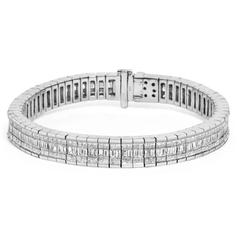 14k white gold 7 7/8 cttw princess and baguette diamond tennis bracelet bijoux-nyc direct