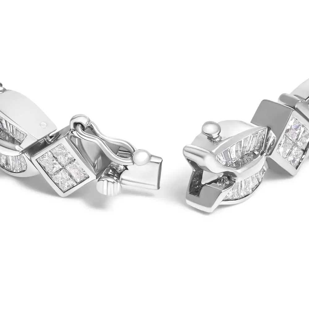 14k white gold 8 5/8ct princess and baguette diamond twist bracelet 7 bijoux-nyc direct
