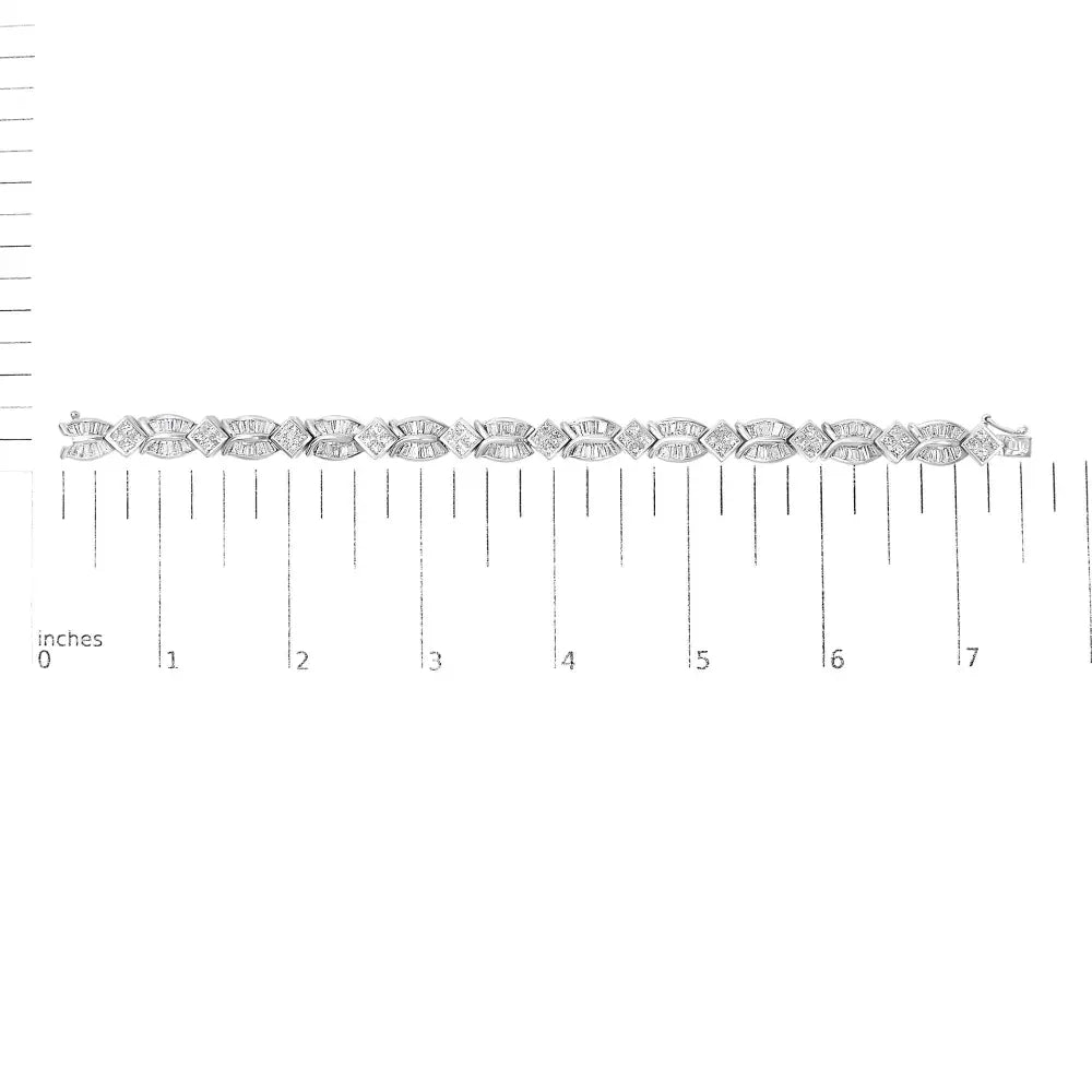 14k white gold 8 5/8ct princess and baguette diamond twist bracelet 7 bijoux-nyc direct