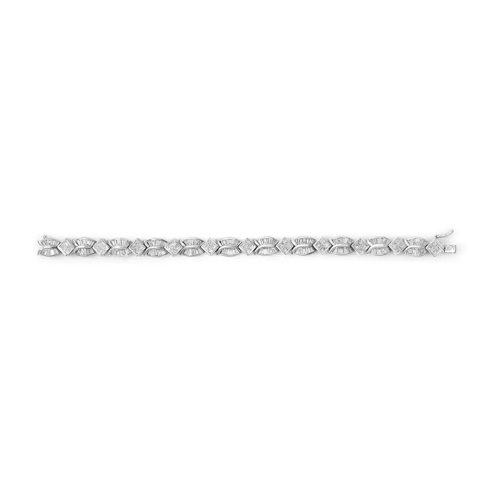 14k white gold 8 5/8ct princess and baguette diamond twist bracelet 7 bijoux-nyc direct