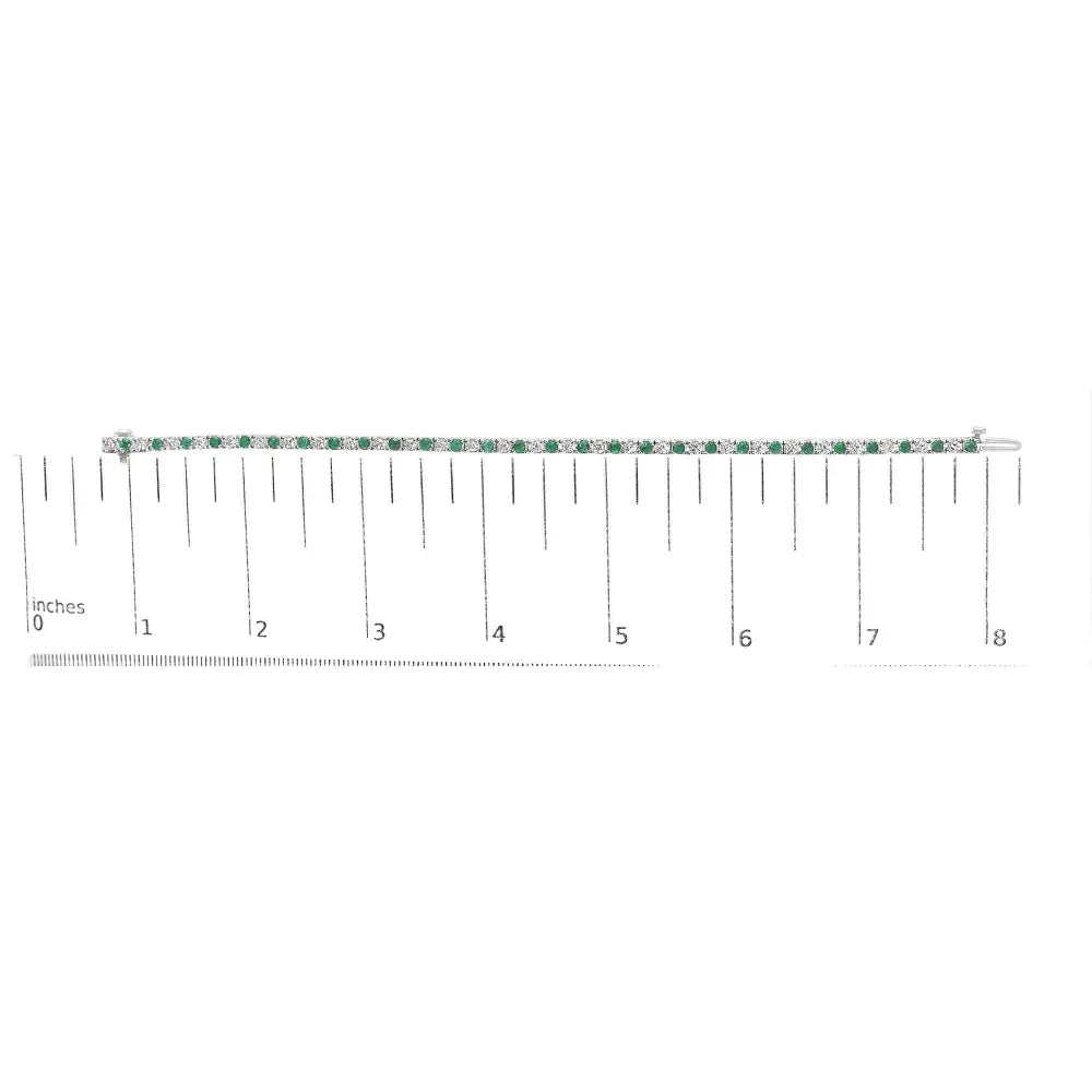 14k white gold 1 1/2 cttw diamond and emerald tennis bracelet bijoux-nyc direct