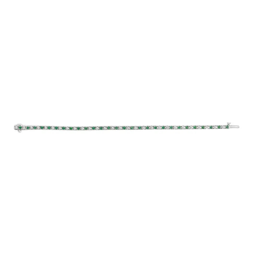 14k white gold 1 1/2 cttw diamond and emerald tennis bracelet bijoux-nyc direct