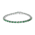 14k white gold oval emerald and round diamond tennis bracelet bijoux-nyc direct