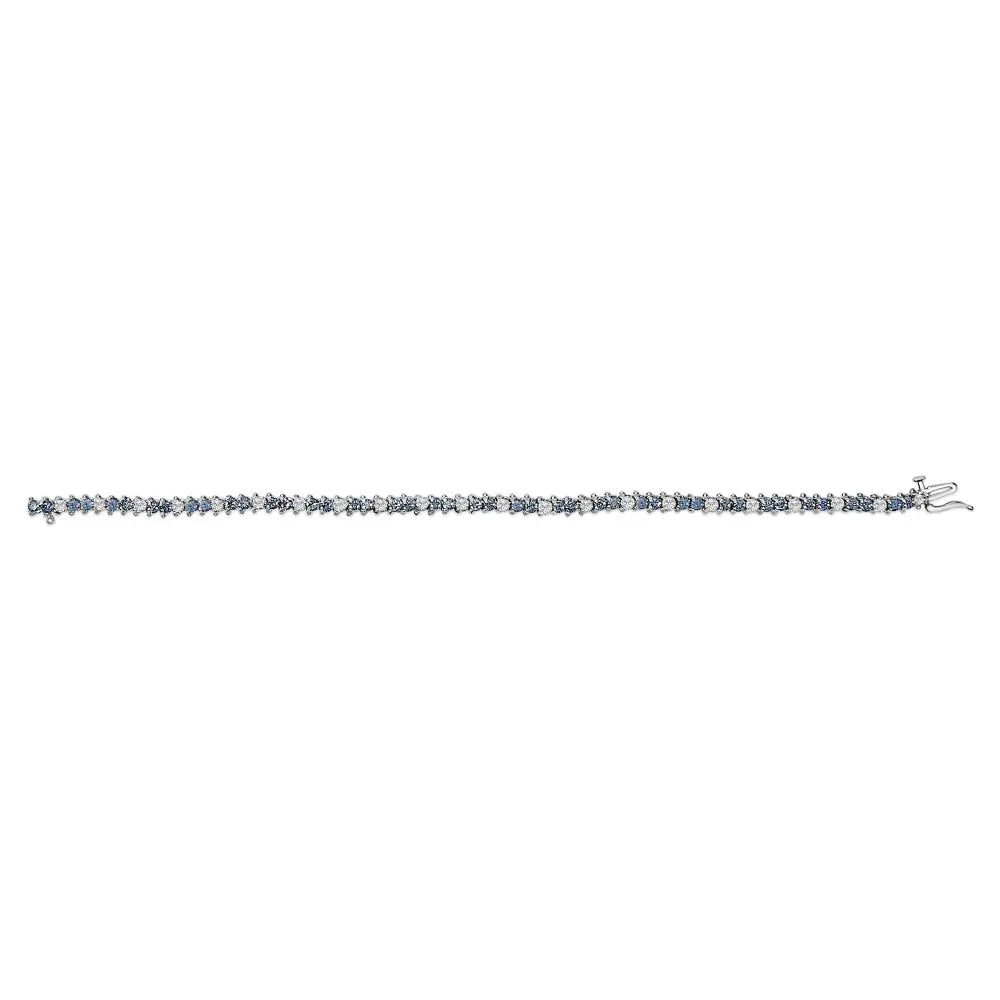 14k white gold blue and white diamond tennis bracelet 4 5/8 cttw 7 inch bijoux-nyc direct