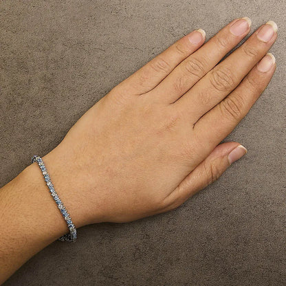 14K White Gold White And Treated Blue Diamond Bracelet (4 5/8 cttw, H-I Color, I1-I2 Clarity) - Bijoux-NYC Direct
