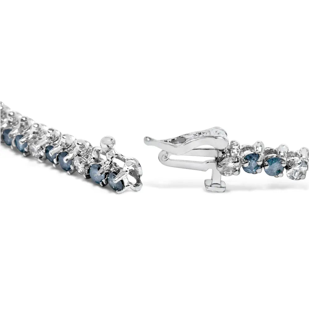 14k white gold blue and white diamond tennis bracelet 4 5/8 cttw 7 inch bijoux-nyc direct