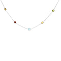 14k white gold bezel set mixed gemstone 7 station adjustable necklace bijoux-nyc direct