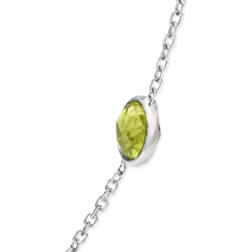 14k white gold bezel set mixed gemstone 7 station adjustable 18’’ 24’’ necklace necklaces/non pendant/station handcrafted
