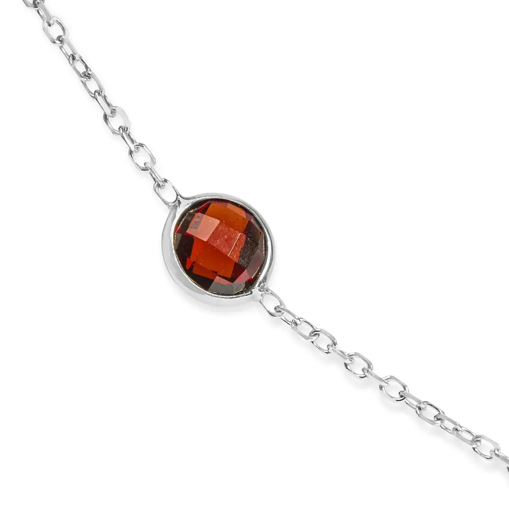 14k white gold bezel set mixed gemstone 7 station adjustable 18’’ 24’’ necklace necklaces/non pendant/station handcrafted