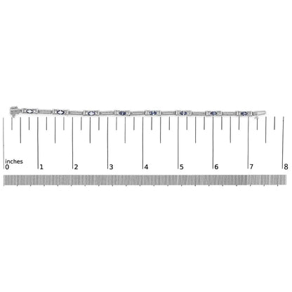 14k white gold blue purple tanzanite and diamond accent cord style link bracelet (h i color si1 si2 clarity) 7’’ inches